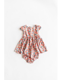 vestido flores rojas y azules, con calzon