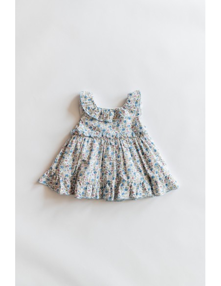 set calzon y vestido de rosas azules