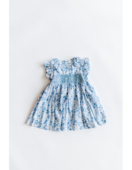 vestido blanco flores azules
