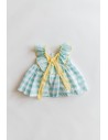 vestido rayas turquesas con detalles amarillos