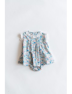 set calzon y top flores azules, celestes y rosdas