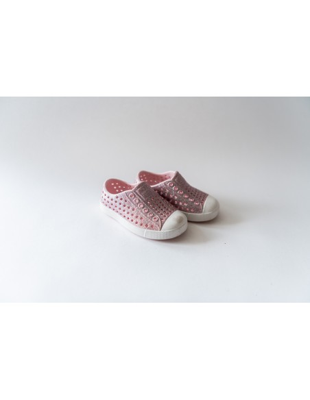 zapatos estilo crocs rosados