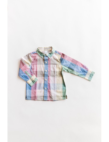 camisa cuadros violetas amarillo verde