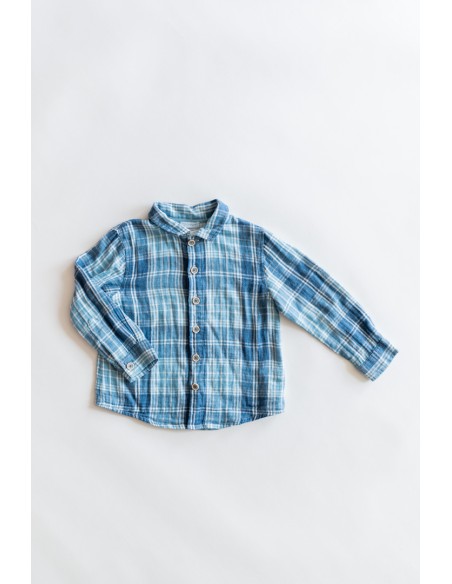 camisa cuadros azules y celestes