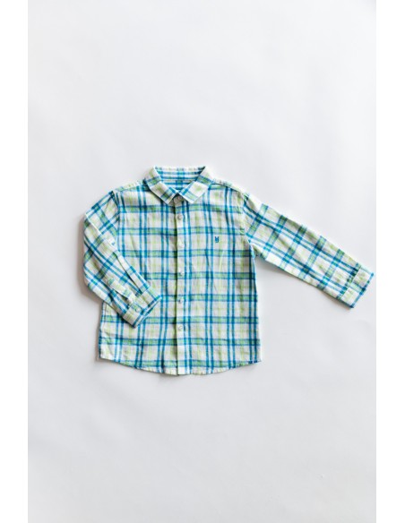 camisa blanca rayas verdes y azules