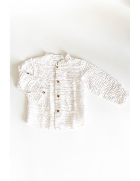camisa blanca rayas beige