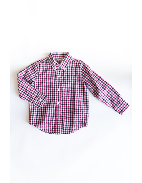 camisa cuadros fucsia y azul