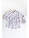 camisa blanca lineas rojas y azules