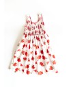 vestido blanco con flores rojas