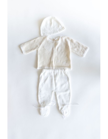 set beige con blanco