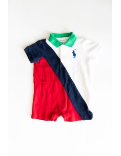 enterizo tipo polo roja azul y blanca