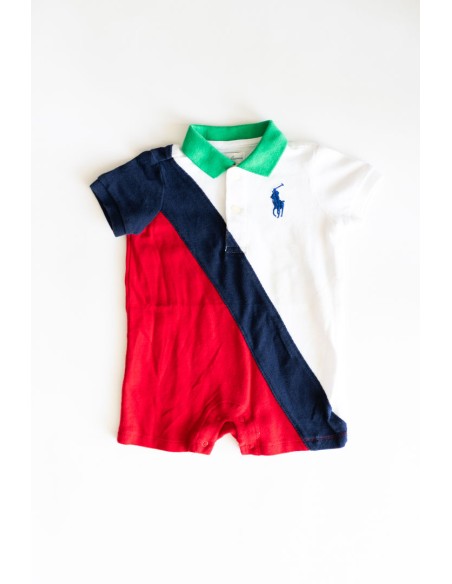 enterizo tipo polo roja azul y blanca