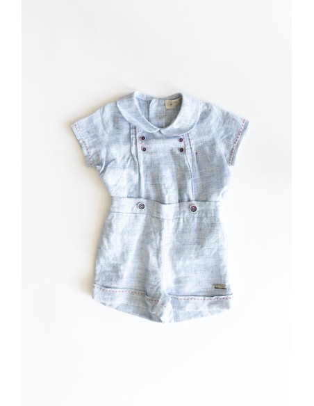 set short y camisa manga corta celeste
