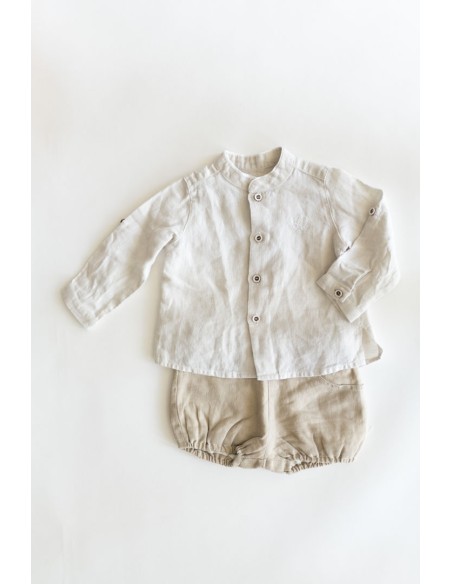 set short beige y camisa beige