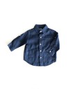 camisa manga larga azul oscuro lino