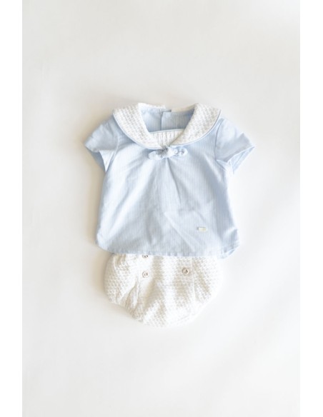 set calzon blanco y camiseta rayas celestes