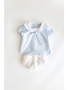 set calzon blanco y camiseta rayas celestes