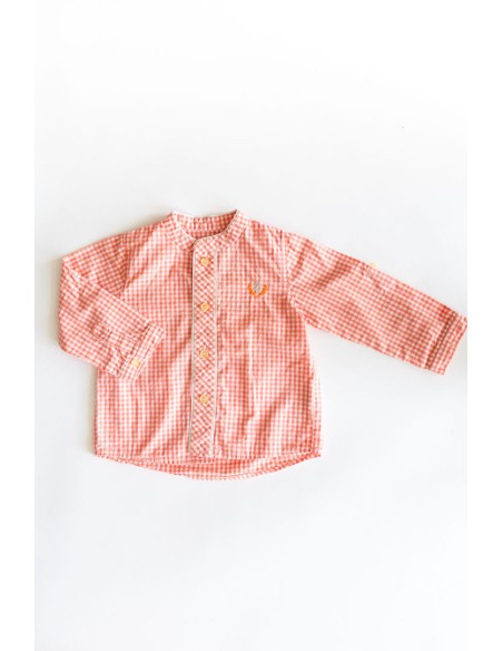 camisa manga larga cuadros naranjas