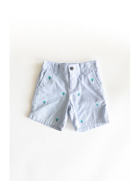 short rayas celestes y palmeras