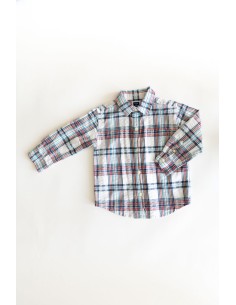 camisa rayas y cuadros turquesa, salmon y celeste