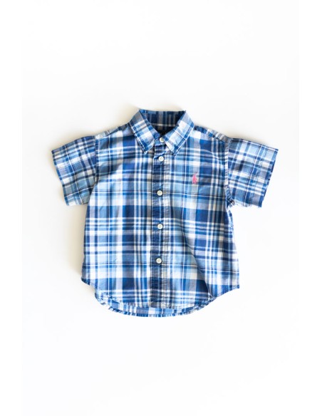 camisa manga corta cuadros azules