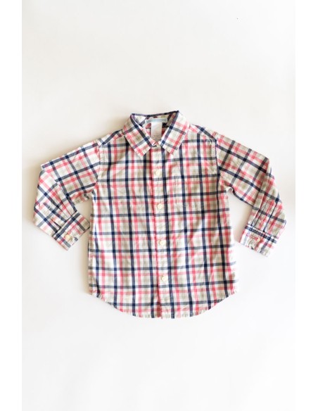camisa cuadros verde agua, rosa, azul