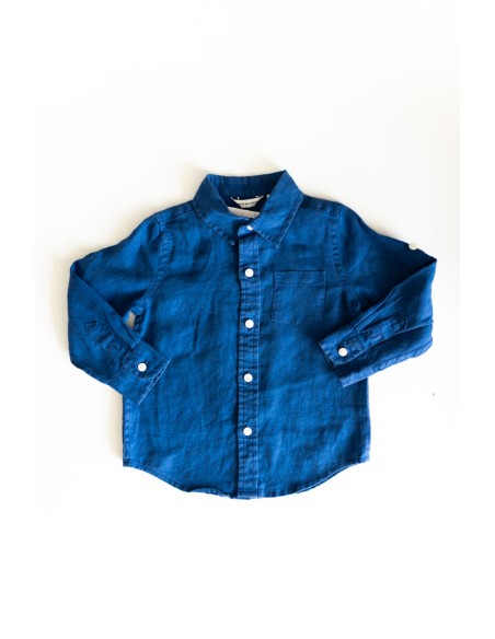 camisa manga larga azul