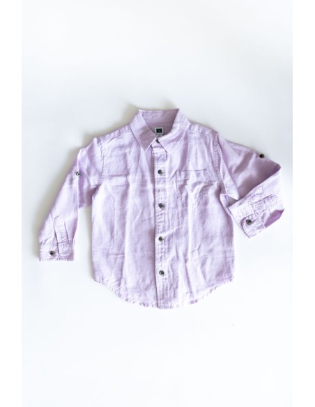camisa lino violeta
