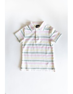 camiseta tipo polo rayas amarillas verdes y rosadas