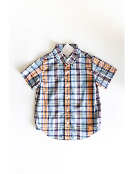 camisa cuadros azules amarillos y naranja
