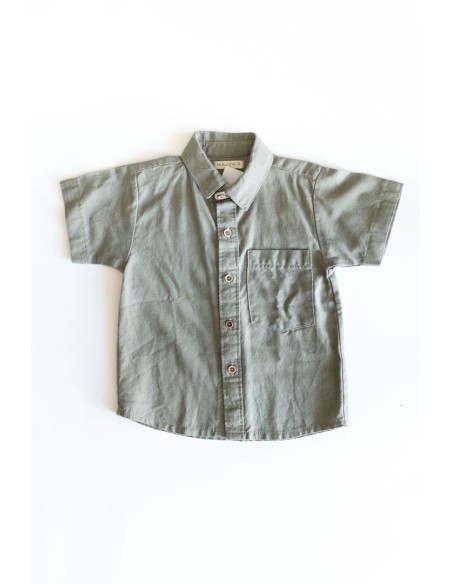 camisa gris lino