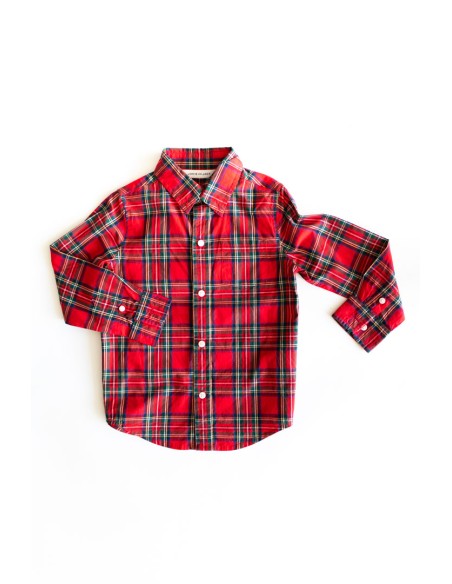 camisa roja rayas verdes y azules
