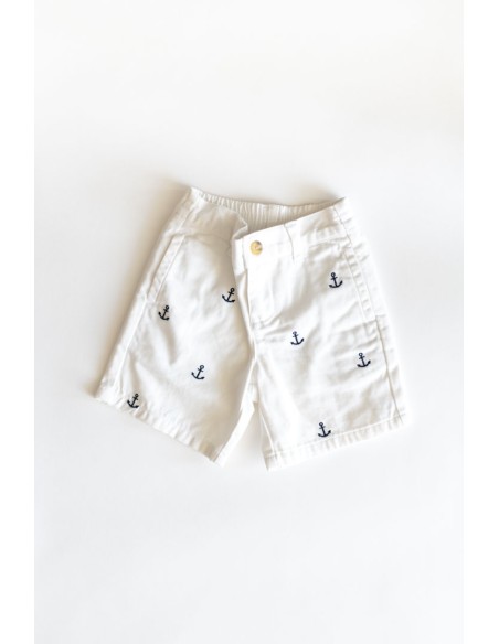 short blanco con anclas azules