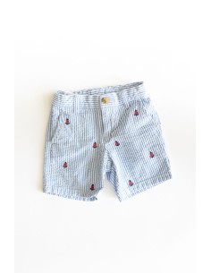 short rayas celestes con anclas