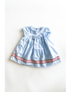 vestido rosados con cuadros celeste
