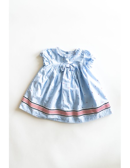 vestido rosados con cuadros celeste