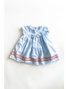 vestido rosados con cuadros celeste