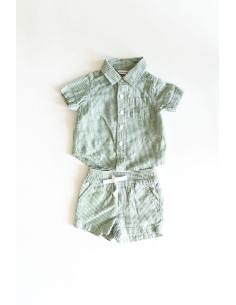 set short y camisa rayas verdes con blancas