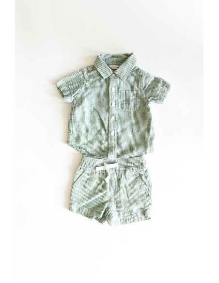 set short y camisa rayas verdes con blancas