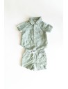 set short y camisa rayas verdes con blancas