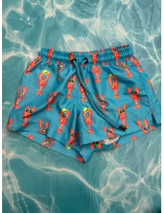 pantalon de baño celeste con langostas
