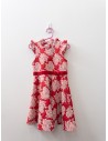 vestido rojo con flores blancas
