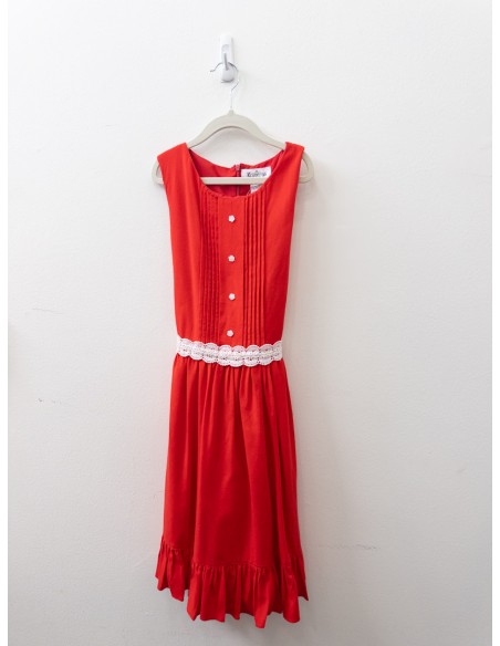 vestido rojo detalles blancos