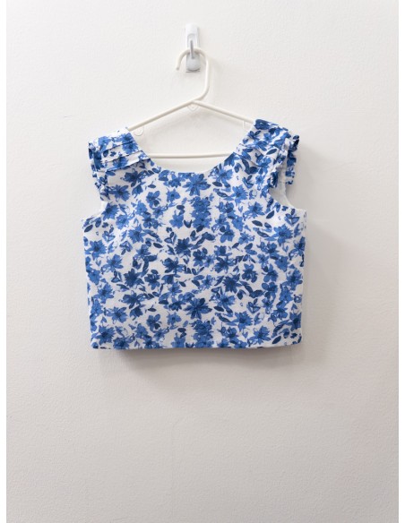 top flores azules
