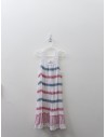 vestido lino blanco con rayas rosadas y azues