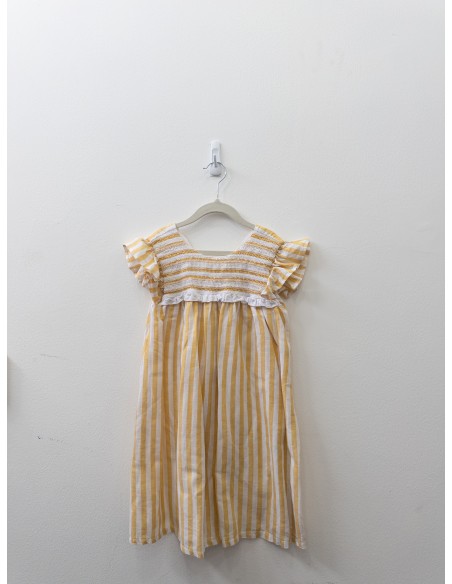 vestido lino rayas amarillas y blancas
