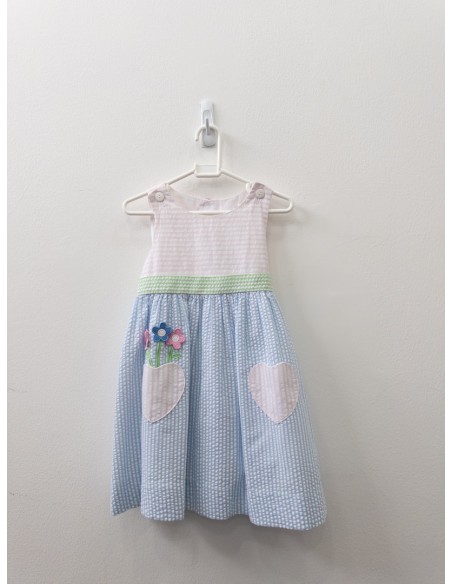 vestido top rayas rosadas y blancas y falda rayas azules y blancas cinturon rayas verdes