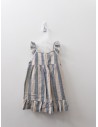 vestido lino rayas beige y celeste
