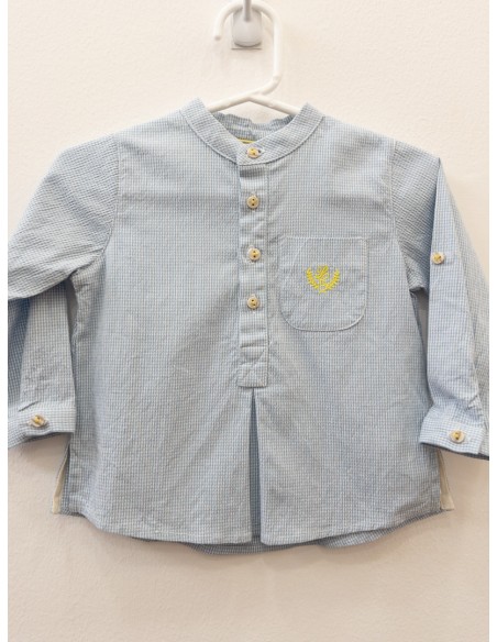 camisa cuadritos celestes y blancos