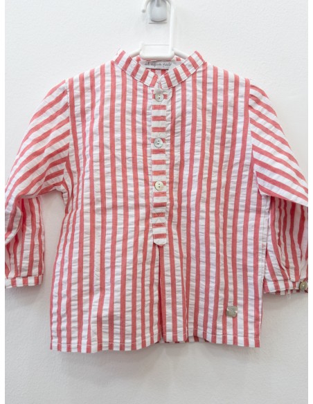 camisa blanca rayas rojas